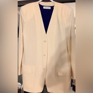 Valerie Stevens Cream Single-Breasted Blazer and skirt